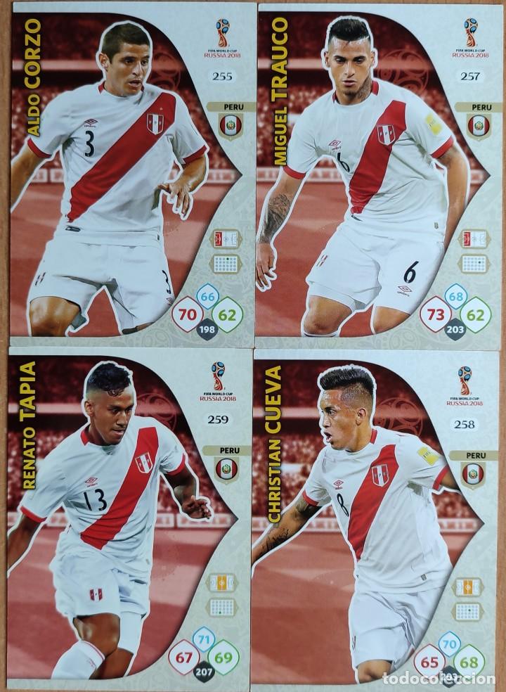 Fu&szlig;ball-Sticker: PERU LOTE 4 FICHAS ALBUM ADRENALYN XL FIFA WORLD CUP RUSSIA RUSIA 2018