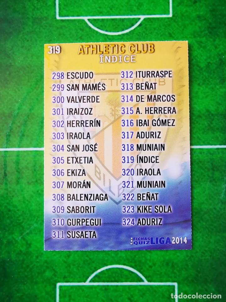 Fu&szlig;ball-Sticker: CROMO FUTBOL 13 14 MUNDICROMO FICHAS QUIZ LIGA 2013 2014 ATHLETIC CLUB 319 INDICE