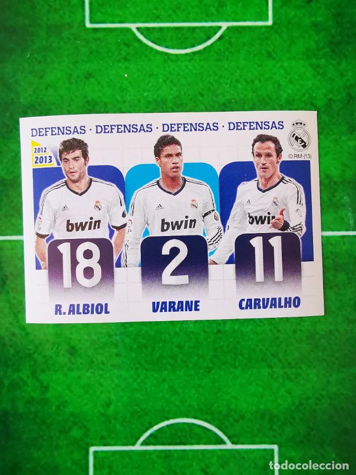Cromos de F&uacute;tbol: CROMO FUTBOL SIN PEGAR 12 13 COLECCION OFICIAL R MADRID 2012 2013 PANINI 18 ALBIOL VARANE CARVALHO