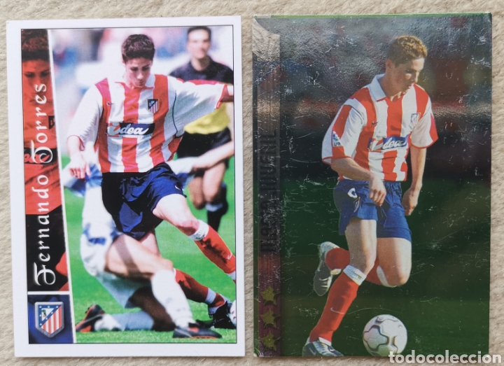 Figurine di Calcio: Lote 2 Card Fernando Torres 481 y 485 Rookie Atl&eacute;tico de Madrid - F&uacute;tbol Fichas de la Liga 2002 2003