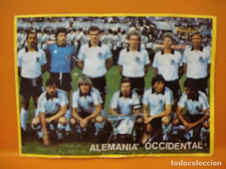 Cromos de f&uacute;tbol: FUTBOL EN ACCION PROMOCIONAL YOGUR A&Ntilde;OS 80 MUNDIAL ESPA&Ntilde;A 1982 ALINEACION ALEMANIA SOBADO