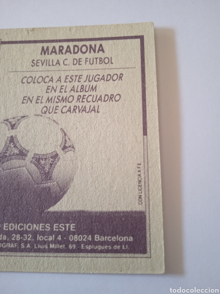 Cromos de f&uacute;tbol: Cromo de Maradona Este 92-93 - Foto 8