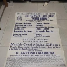 Cromos de Fútbol: CAMARON ISLA CARTEL 1983 MAIRENA ALCOR HOMENAJE ANTONIO MAIRENA 64 X 44,5 CMS ORIGINAL UNICO. Lote 286876923