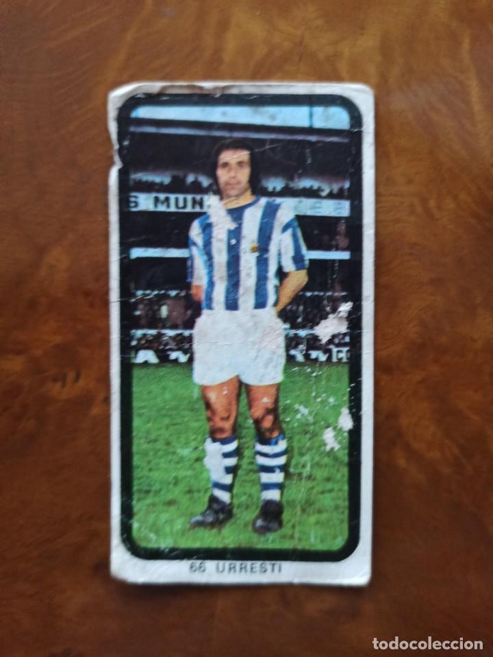 Fu&szlig;ball-Sticker: Cromo f&uacute;tbol Real Sociedad 66 Urresti 1974 chocolates Hueso