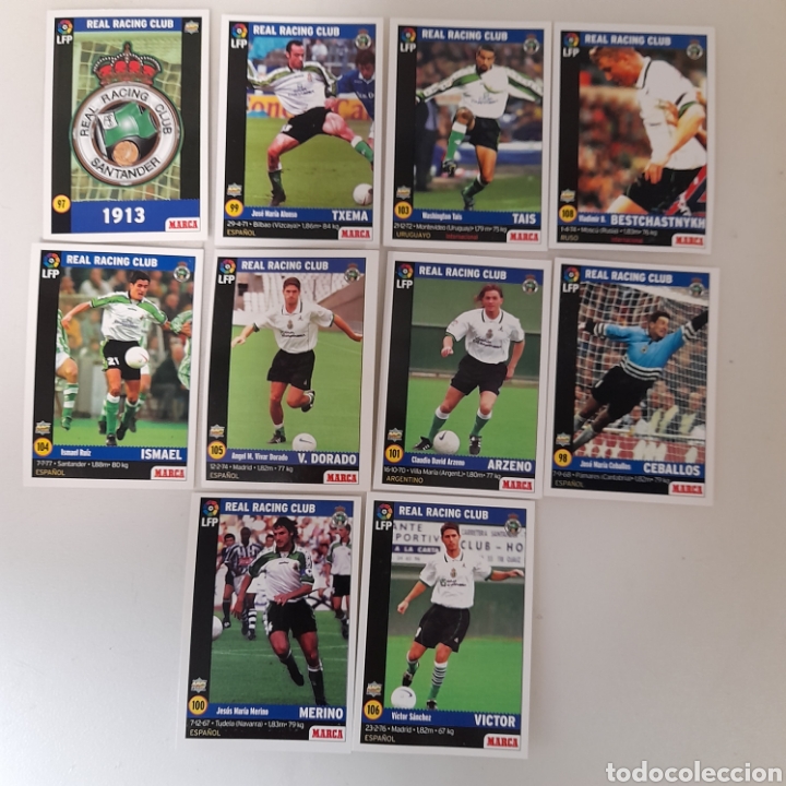 Football Stickers: MUNDI CROMO. TRADING CARDS. MARCA. RACING SANTANDER. A&Ntilde;OS 90. LOTE