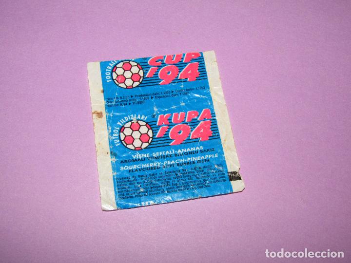 Cromos de F&uacute;tbol: Antiguo Envoltorio de Chicle Bubble Gum CUP 94 Copa Mundial de Futbol USA 1994