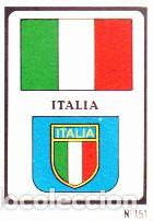 Figurine di Calcio: CROMO FUTBOL SELECCION ITALIA BANDERA Y ESCUDO MUNDIAL CROMO CARTON NUNCA PEGADO