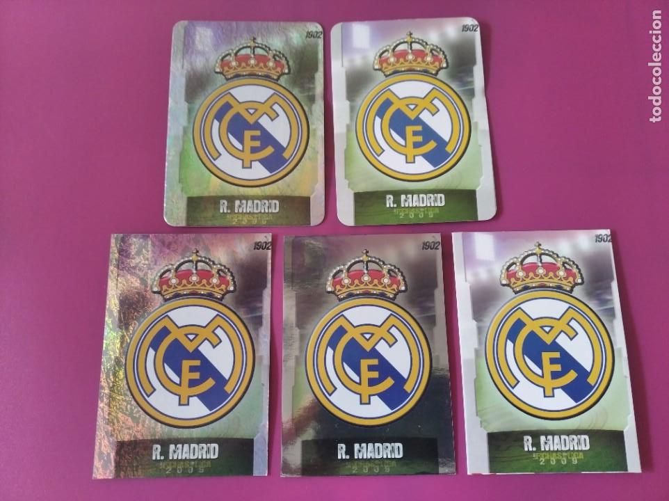 Figurine di Calcio: Mundicromo 2008/09,Lote de 5 Escudos del R.Madrid distintos (N&deg;1).