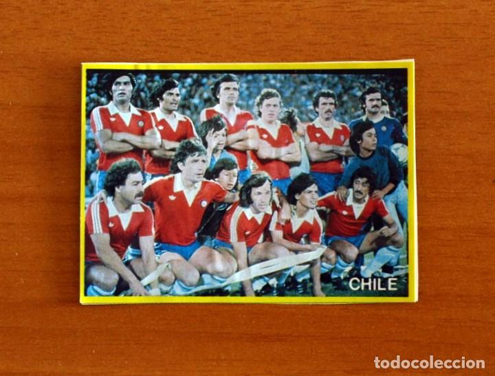 Cromos de f&uacute;tbol: Mundial de Espa&ntilde;a - N&ordm; 46, Alineaci&oacute;n Chile - F&uacute;tbol en acci&oacute;n Danone 82, 1982