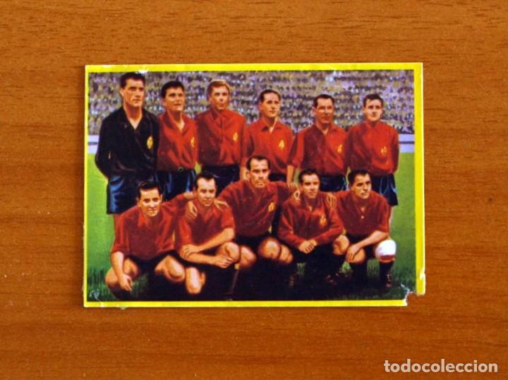 Cromos de f&uacute;tbol: Mundial de Espa&ntilde;a - N&ordm; 20, Alineaci&oacute;n Selecci&oacute;n Espa&ntilde;ola - F&uacute;tbol en acci&oacute;n Danone 82, 1982