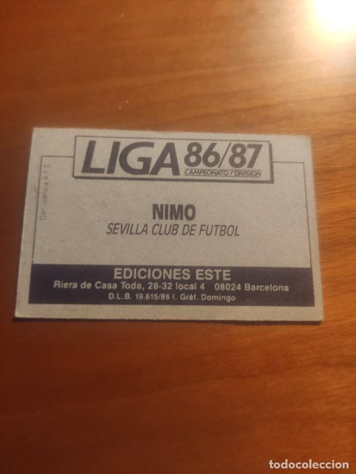 Cromos de f&uacute;tbol: ESTE 86-87: NIMO - SEVILLA -- NUNCA PEGADO - Foto 2