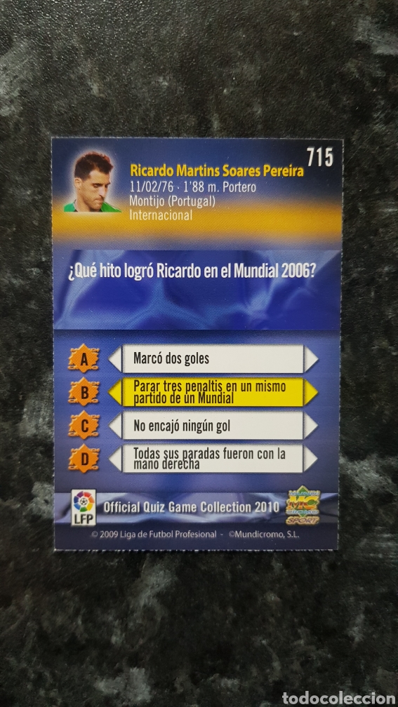 Fu&szlig;ball-Sticker: N&deg; 715 Ricardo MUNDICROMO 09/10 liga 2009/2010