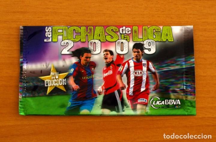 Cromos de F&uacute;tbol: Sobre vacio sin cromos - Las fichas de la Liga 2009, Messi-Casillas-Kum - Mundicromo Sport