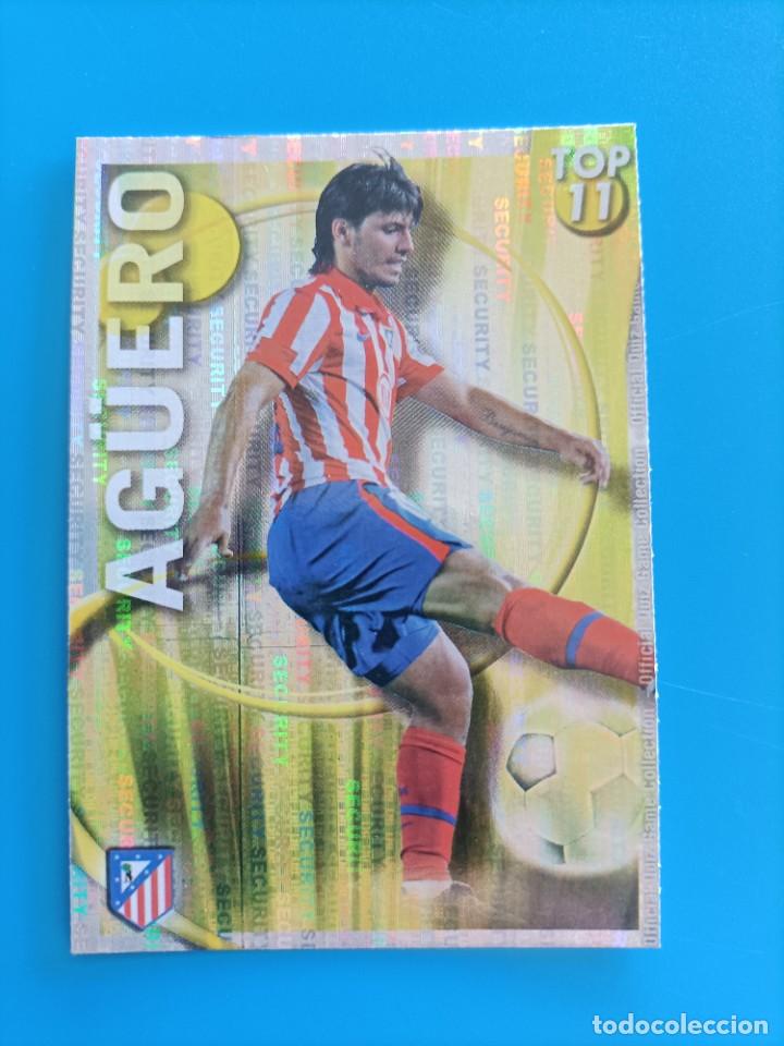 Figurine di Calcio: Cromo ficha card Ag&uuml;ero Mundicromo Top 2010 2011 Security muy dif&iacute;cil las fichas de la liga