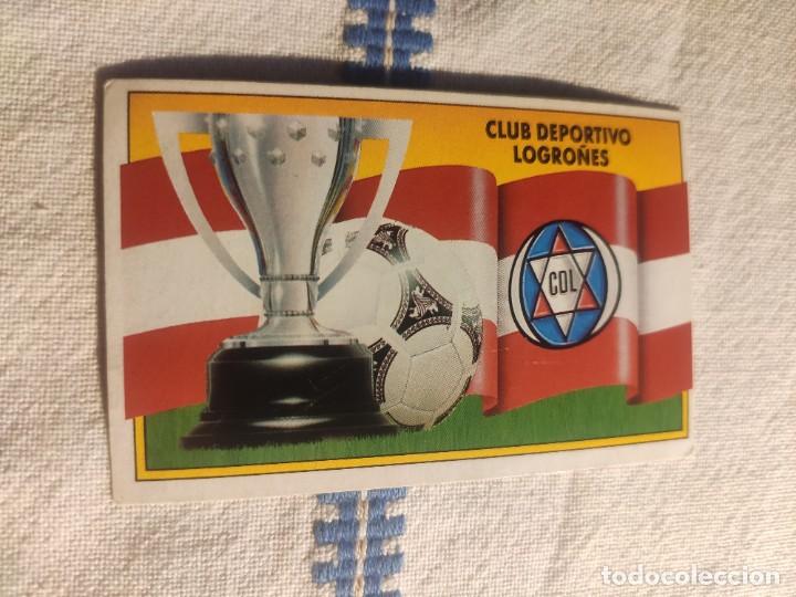 Cromos de f&uacute;tbol: 90-91 ESTE: ESCUDO - LOGRO&Ntilde;&Eacute;S -- CROMO NUNCA PEGADO - Foto 1
