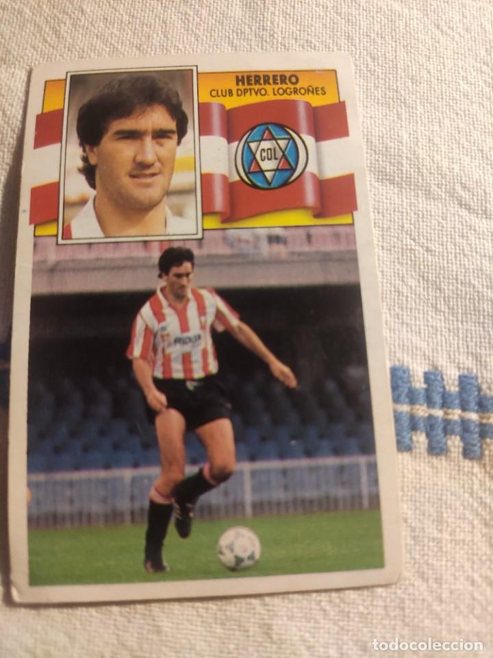 Cromos de f&uacute;tbol: 90-91 ESTE: HERRERO - LOGRO&Ntilde;&Eacute;S -- CROMO NUNCA PEGADO - Foto 1