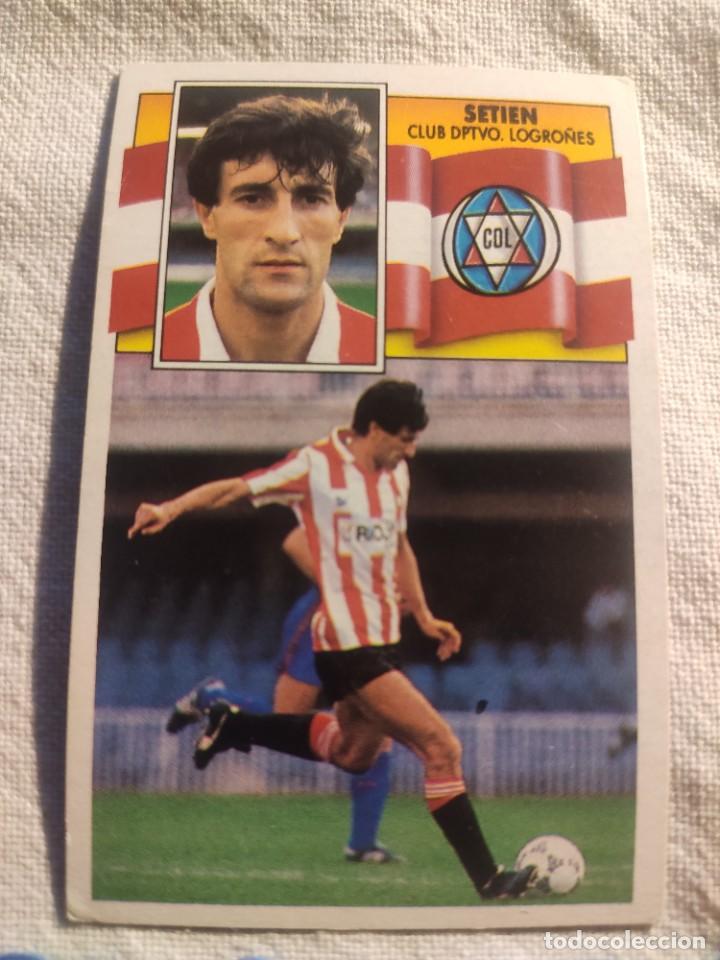 Cromos de f&uacute;tbol: 90-91 ESTE: SETI&Eacute;N - LOGRO&Ntilde;&Eacute;S -- CROMO NUNCA PEGADO - Foto 1