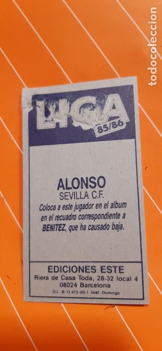 Cromos de f&uacute;tbol: 85 86 ESTE COLOCA Sevilla Alonso - Foto 2