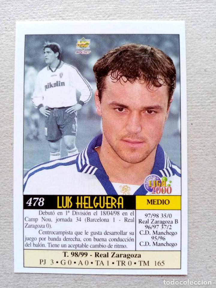 Cromos de f&uacute;tbol: N&ordm; 478 LUIS HELGUERA, REAL ZARAGOZA, ERROR, ULTIMA HORA I, FICHAS LIGA 1999 2000, 99 00, MUNDICROMO