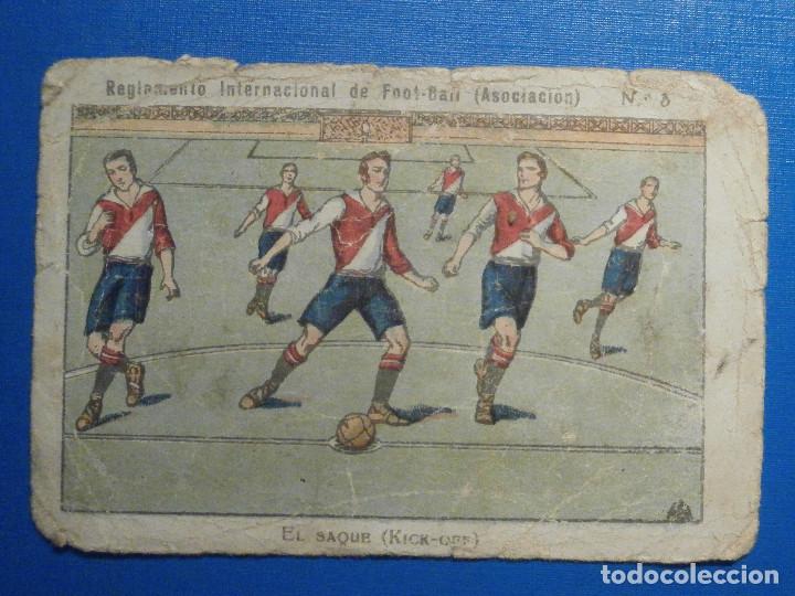 Cartes &agrave; collectionner de Football: Cromo - Reglamento Internacional de Foot-Ball - N&ordm; 8 - El Saque ( Kick-Off) - Cafes Naguabo