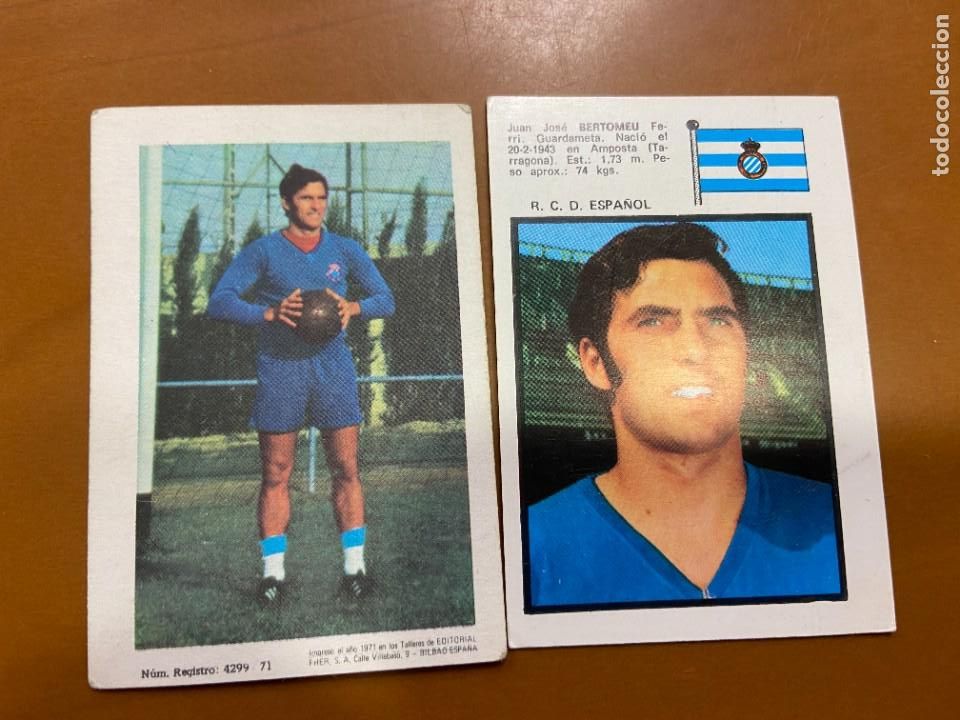 Cromos de f&uacute;tbol: FHER 1971 BERTOMEU ESPA&Ntilde;OL NUEVO - Foto 1
