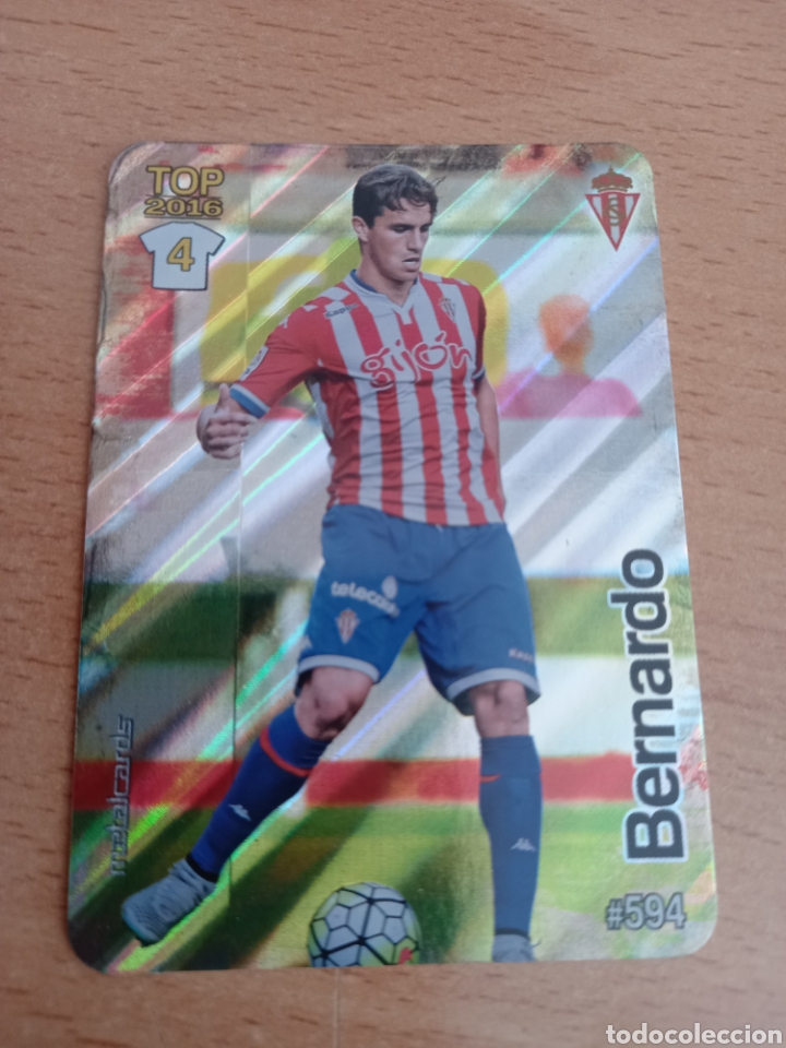 Cromos de f&uacute;tbol: Mundicromo 2016 594 Bernardo Sporting de Gij&oacute;n top fondo rayas diagonales