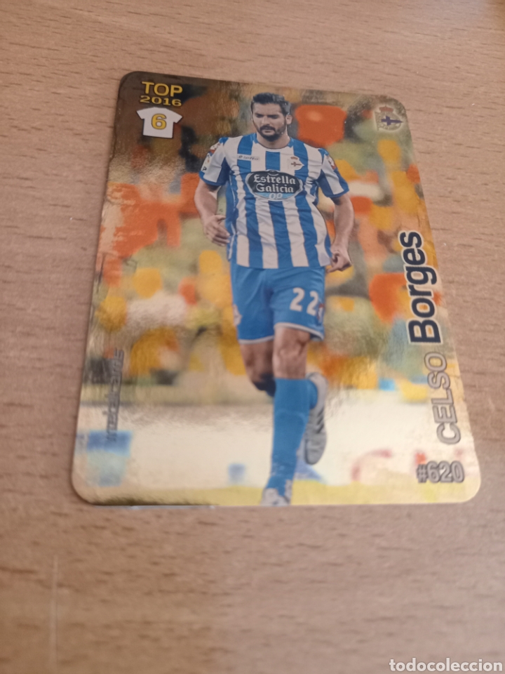 Fu&szlig;ball-Sticker: Mundicromo las fichas de la liga 2016 620 Borges Deportivo de la Coru&ntilde;a top fondo brillante dorado
