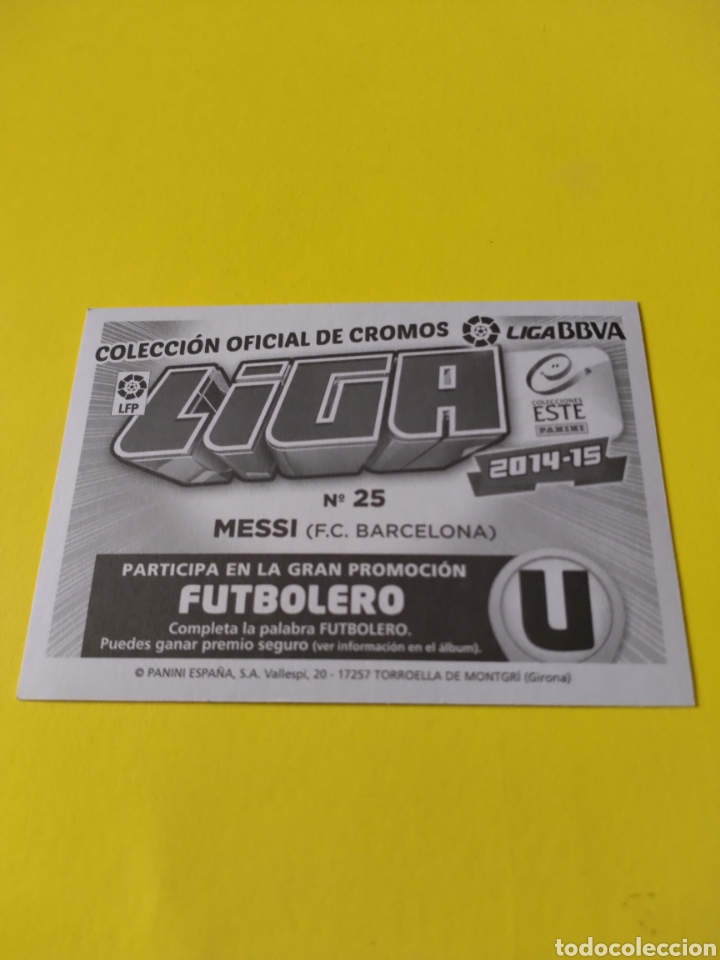 Cromos de f&uacute;tbol: Cromo de Messi Este 14-15 - Foto 3