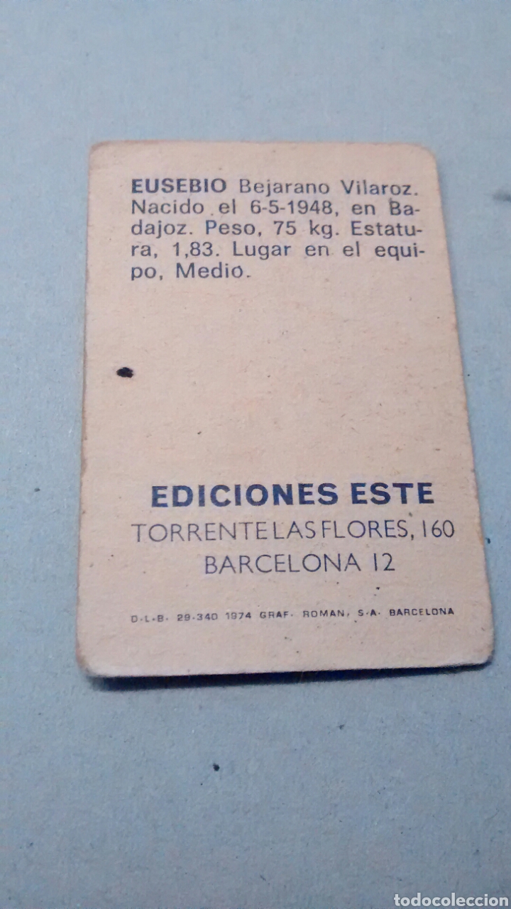 Cromos de f&uacute;tbol: EDICIONES ESTE, LIGA 74 75 EUSEBIO (AT. MADRID) - Foto 2