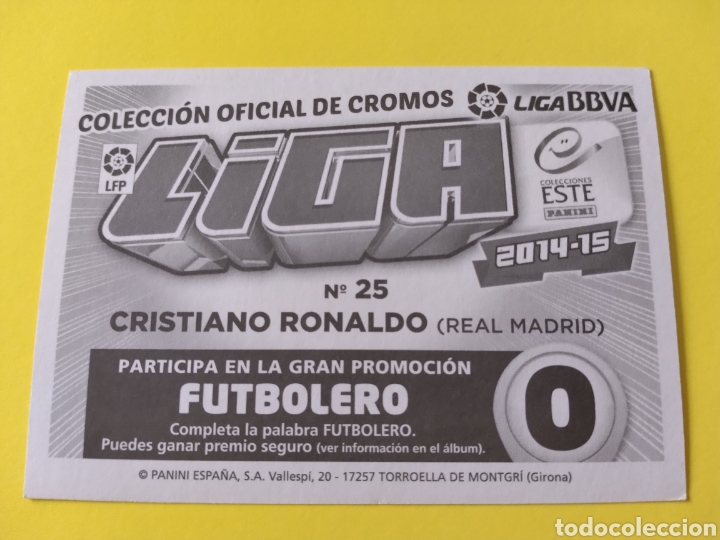Cromos de f&uacute;tbol: Cristiano Ronaldo Este 2014-15 - Foto 3