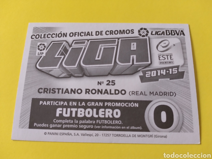Cromos de f&uacute;tbol: Cristiano Ronaldo Este 2014-15 - Foto 4