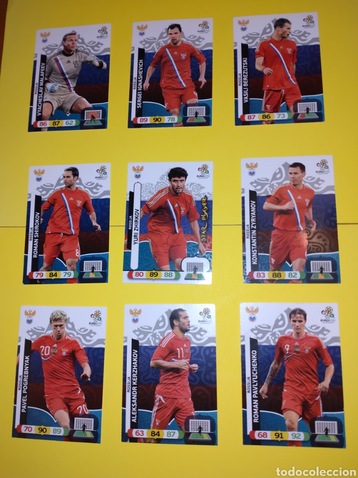Cromos de f&uacute;tbol: Lote de 9 cromos de Rusia Euro 2012