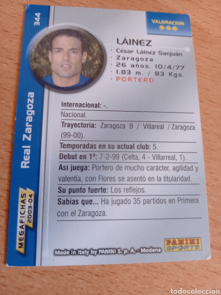Figurine di Calcio: Panini megacracks megafichas 2003 2004 03 04 344 Lainez Real Zaragoza versi&oacute;n