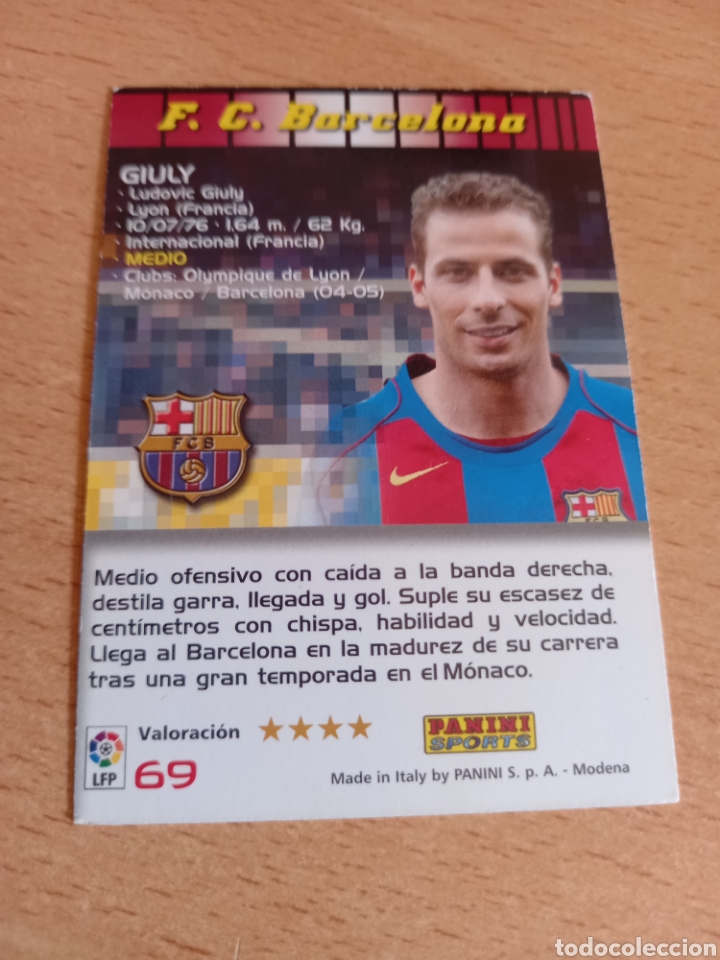 Football Stickers: Panini megacracks 2004 2005 04 05 69 giuly Barcelona rareza