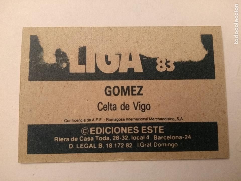 Cromos de f&uacute;tbol: gomez celta -1983, 82-83 Este despegado - Foto 2