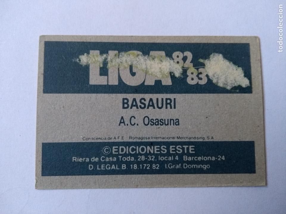 Cromos de f&uacute;tbol: basauri osasuna 1982 1983, 82-83 Este despegado - Foto 2