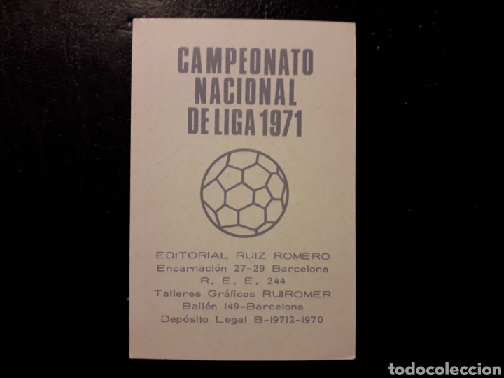 Cromos de Fútbol: COSTAS CELTA DE VIGO N° 149 RUIZ ROMERO 1970-1971. 70-71 SIN PEGAR. VER FOTOS. PEDIDO MÍNIMO 3€ - Foto 2 - 312302438