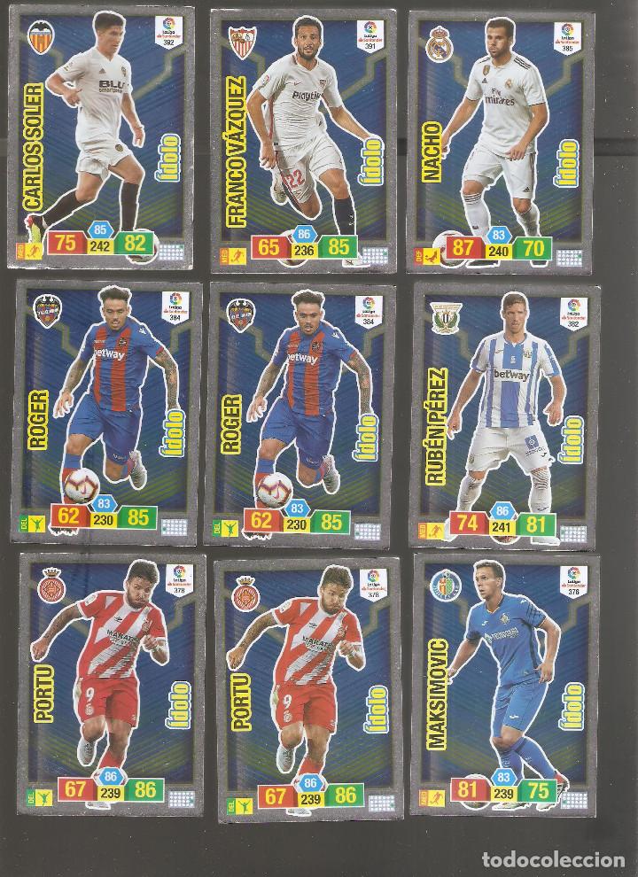 Cromos de F&uacute;tbol: 1 lote de 9 cromos liga 2018-2019 adrenalyn