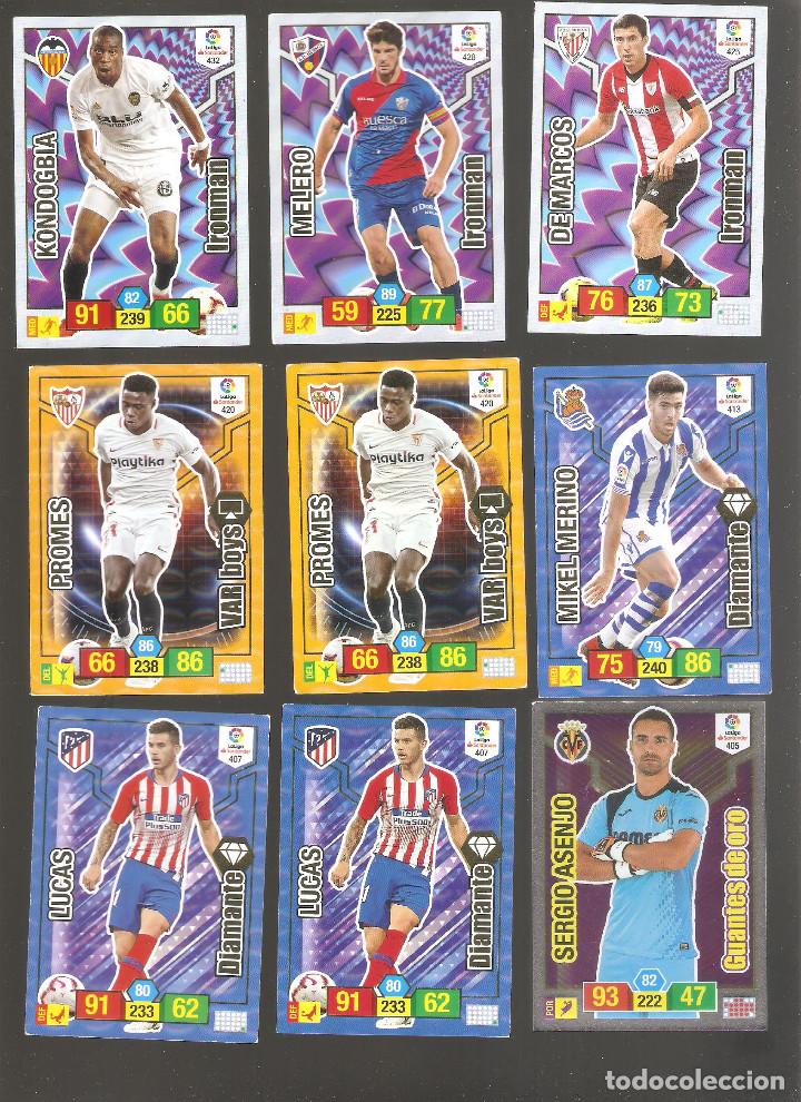 Cromos de F&uacute;tbol: 1 lote de 9 cromos liga 2018-2019 adrenalyn