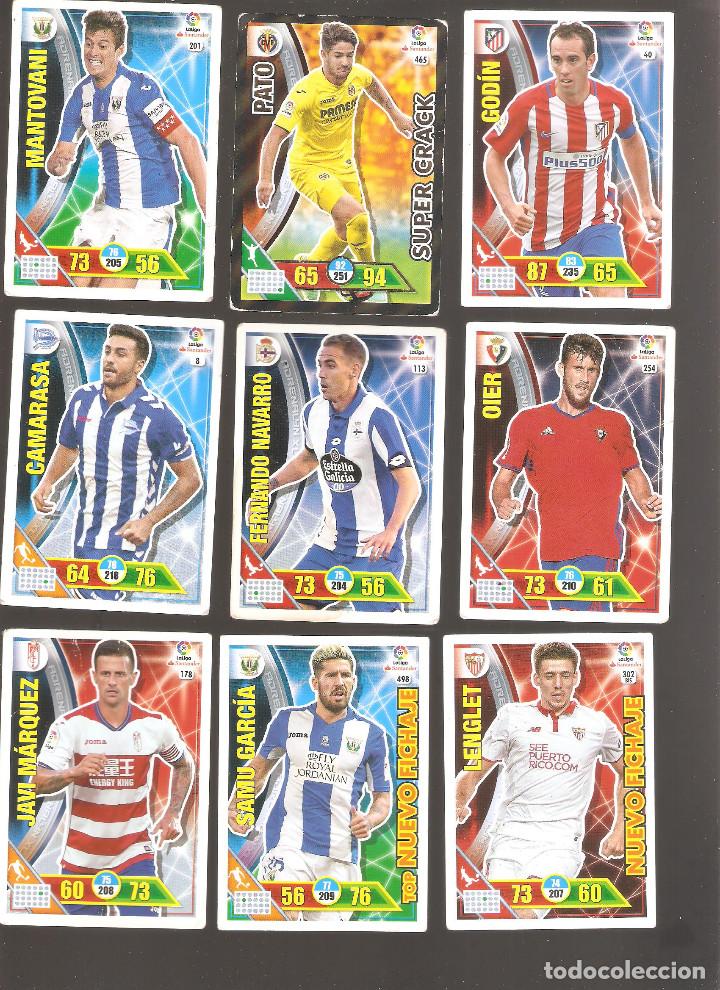 Cromos de F&uacute;tbol: 1 lote de 9 cromos adrenalyn liga santander 2016-2017