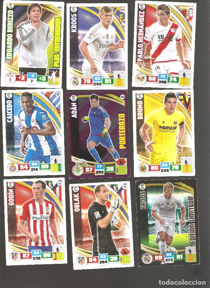 Cromos de F&uacute;tbol: 1 lote de 9 cromos adrenalyn liga bbva 2015-2016