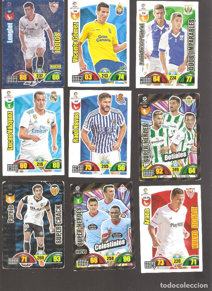 Cromos de F&uacute;tbol: 1 lote de 9 cromos adrenalyn liga santander 2017-2018