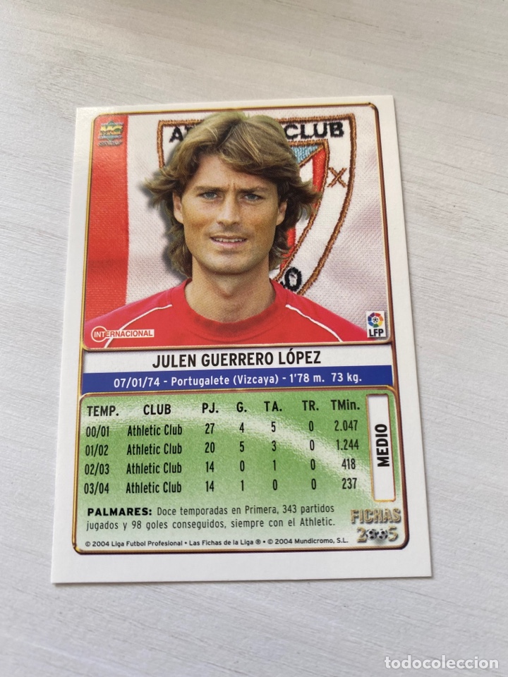 Cromos de f&uacute;tbol: GUERRERO 126 ATHLETIC BILBAO CORREGIDO MUNDICROMO 2005