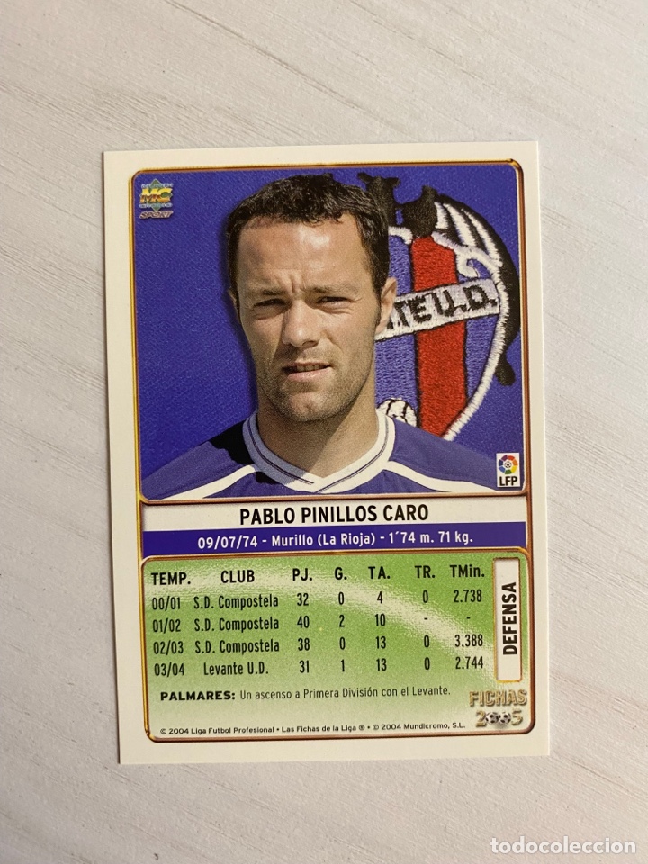 Fu&szlig;ball-Sticker: 470 PINILLOS LEVANTE CORREGIDO FECHA NACIMIENTO MUNDICROMO 2005