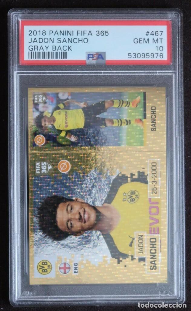 Cromos de f&uacute;tbol: 2018 Panini FIFA 365 gray back #467 Jadon Sancho RC Rookie PSA 10 GEM MT