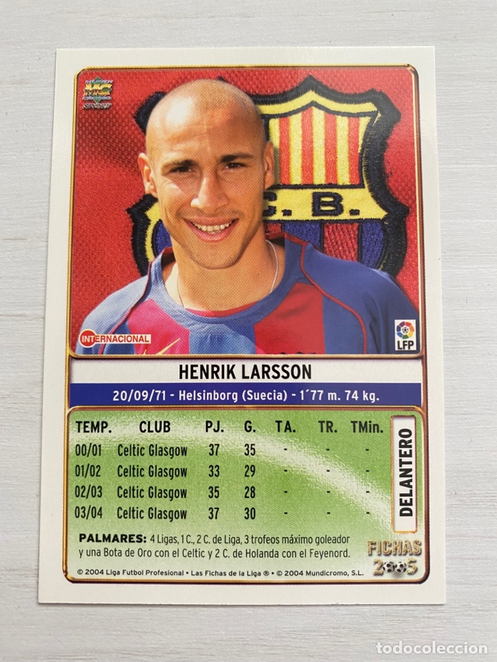 Cromos de Futebol: 49 HENRIK LARSSON FC BARCELONA MUNDICROMO 2005 corregido