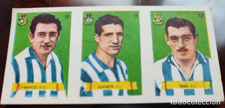 Football Stickers: LOTE 3 CROMOS: FRANCO, TINO Y JUANETE DEPORTIVO CORU&Ntilde;A ASES F&Uacute;TBOL 1950 BRUGUERA