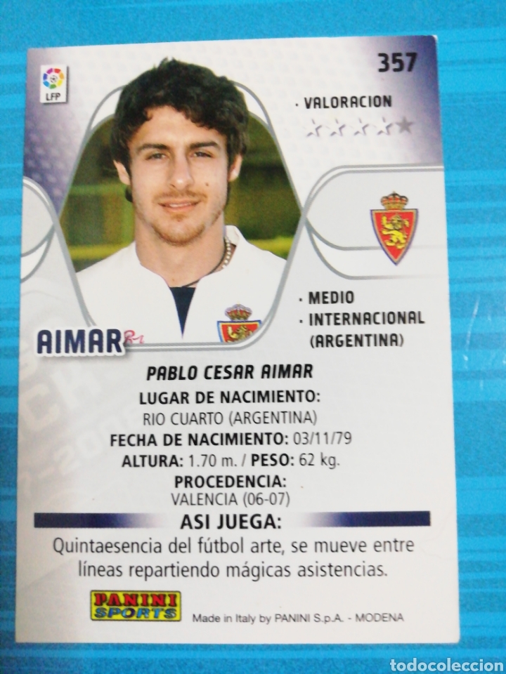 Cromos de f&uacute;tbol: Aimar. Megacracks 2007/08 - Foto 2