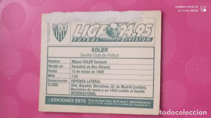 Cromos de f&uacute;tbol: SOLER SEVILLA ESTE 94 95 1994 1995 - Foto 2