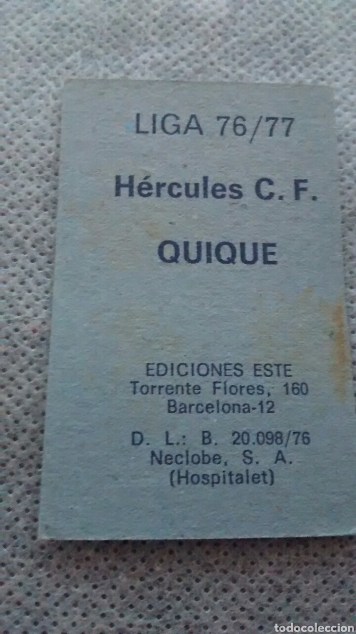 Cromos de f&uacute;tbol: QUIQUE EDICIONES ESTE 76 77 HERCULES - Foto 2